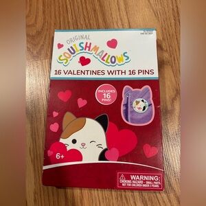 NWT Squishmallows 16 Valentines with 16 Pins. Valentines for kids!